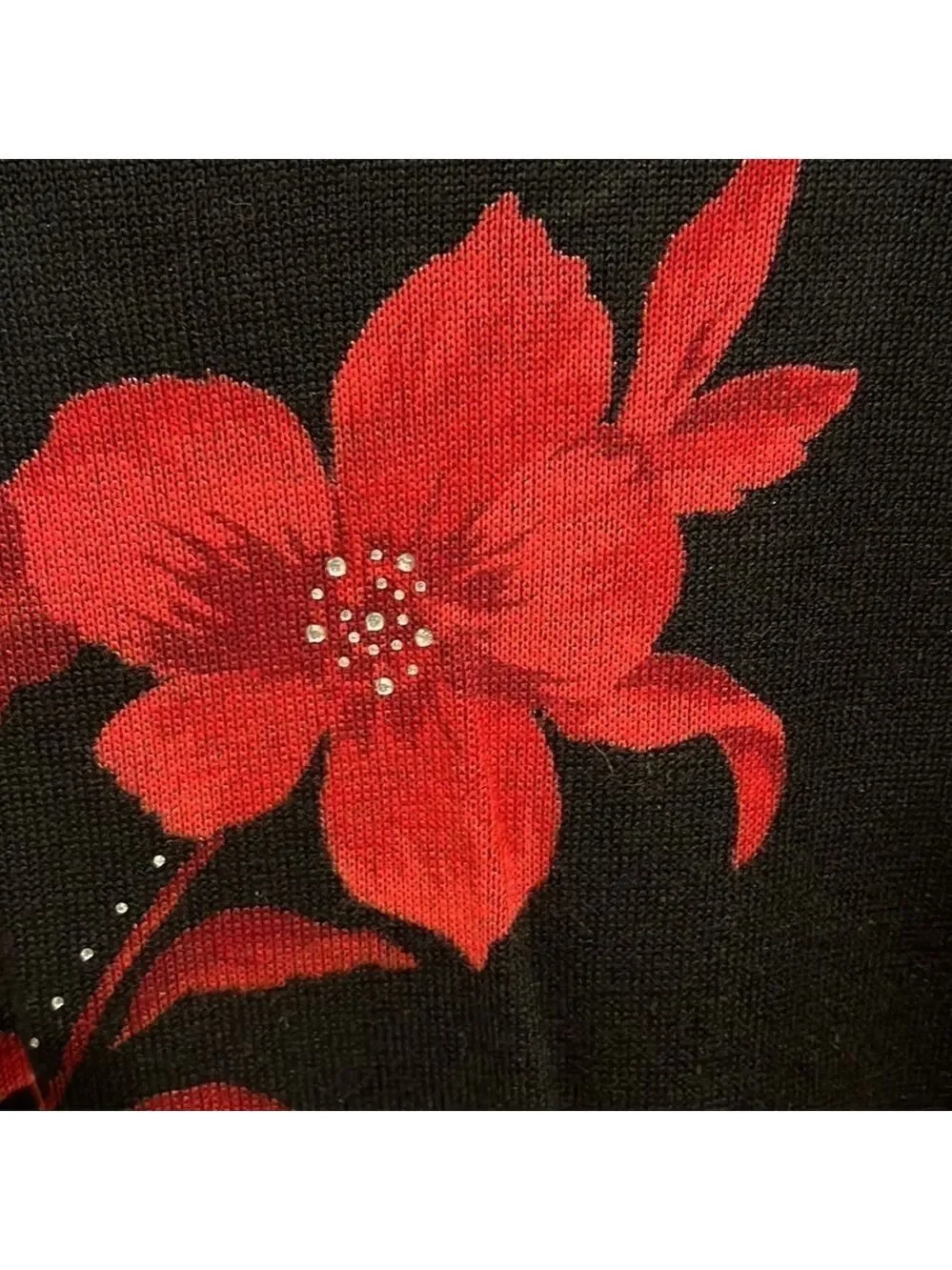 CATHY DANIELS poinsettia flower SWEATER size XL